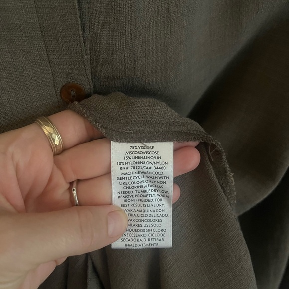 Eileen Fisher Blouse Tunic Linen Blend Size XL Boho Organic Charcoal Gray - Picture 8 of 11